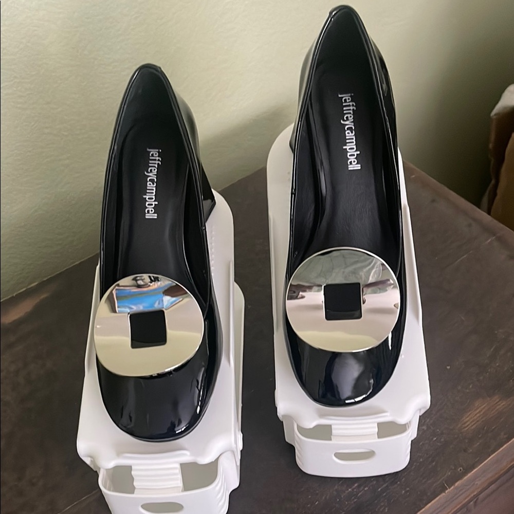 Jeffrey Campbell Black Patent Leather Chunky Heel Shoes – Size 6, New in Box